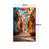 Umbrella Alley: Mystical Street Canvas Art