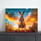 Vibrant Outback: Australian Kangaroo on Linen Canvas
