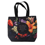 Flower Bouquet Black Tote Bag