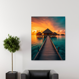 Sunset Serenity: Maldives Getaway Canvas Art