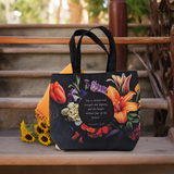 Flower Bouquet Black Tote Bag