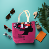 Large Minimalist Prayer-Themed Pink Tote Bag - High-Quality Canvas