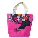 Large Minimalist Prayer-Themed Pink Tote Bag - High-Quality Canvas