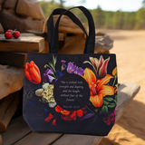 Flower Bouquet Black Tote Bag
