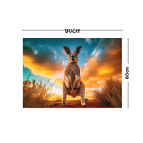 Vibrant Outback: Australian Kangaroo on Linen Canvas